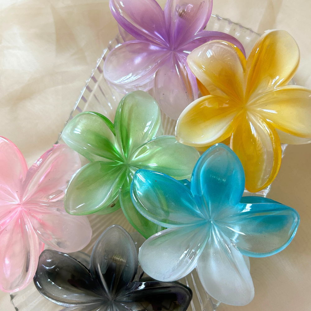 Green Flower Claw Clip - Medium