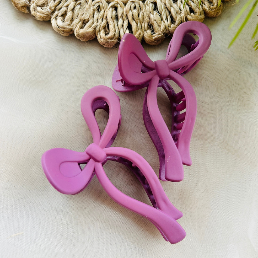 Bow Claw Clip - Large - Mauve