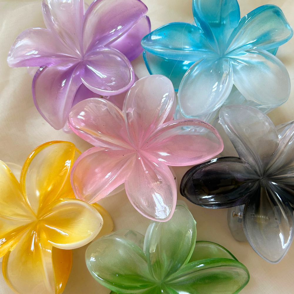 Green Flower Claw Clip - Medium