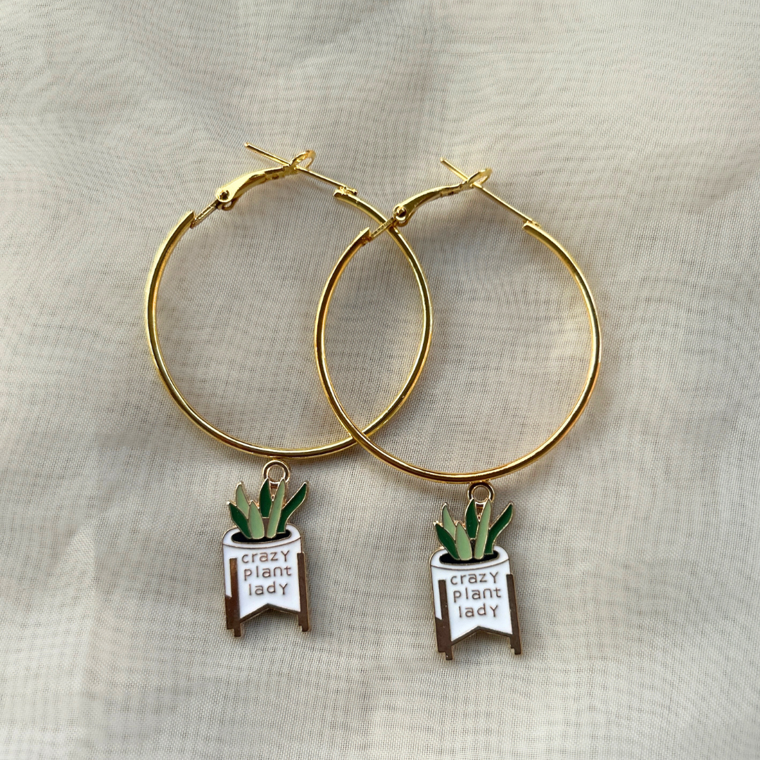 Crazy Plant Lady Hoop Earrings