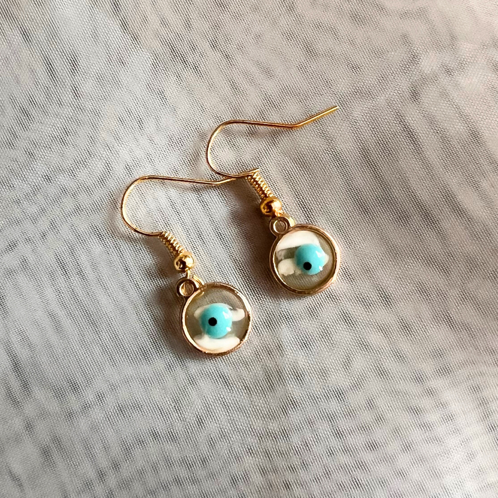 Evil Eye Earrings - White