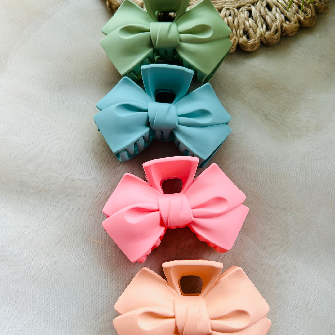 Peach Bow Shaped Claw Clip