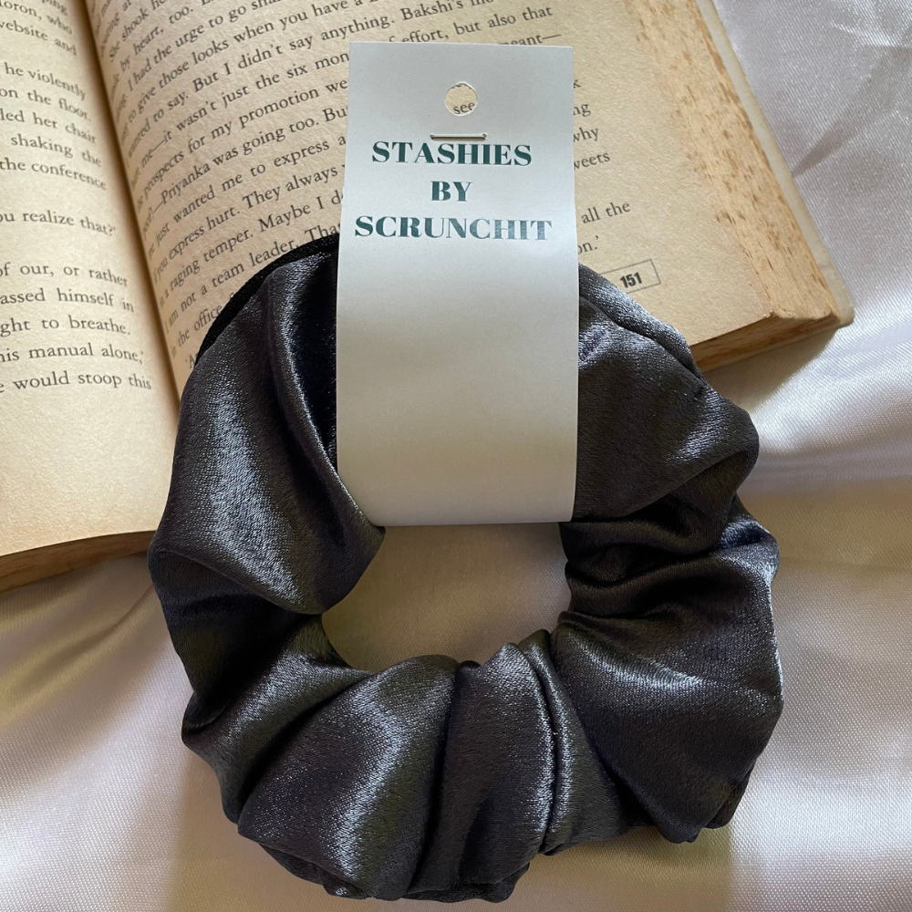 Ash Grey Zipper Scrunchie