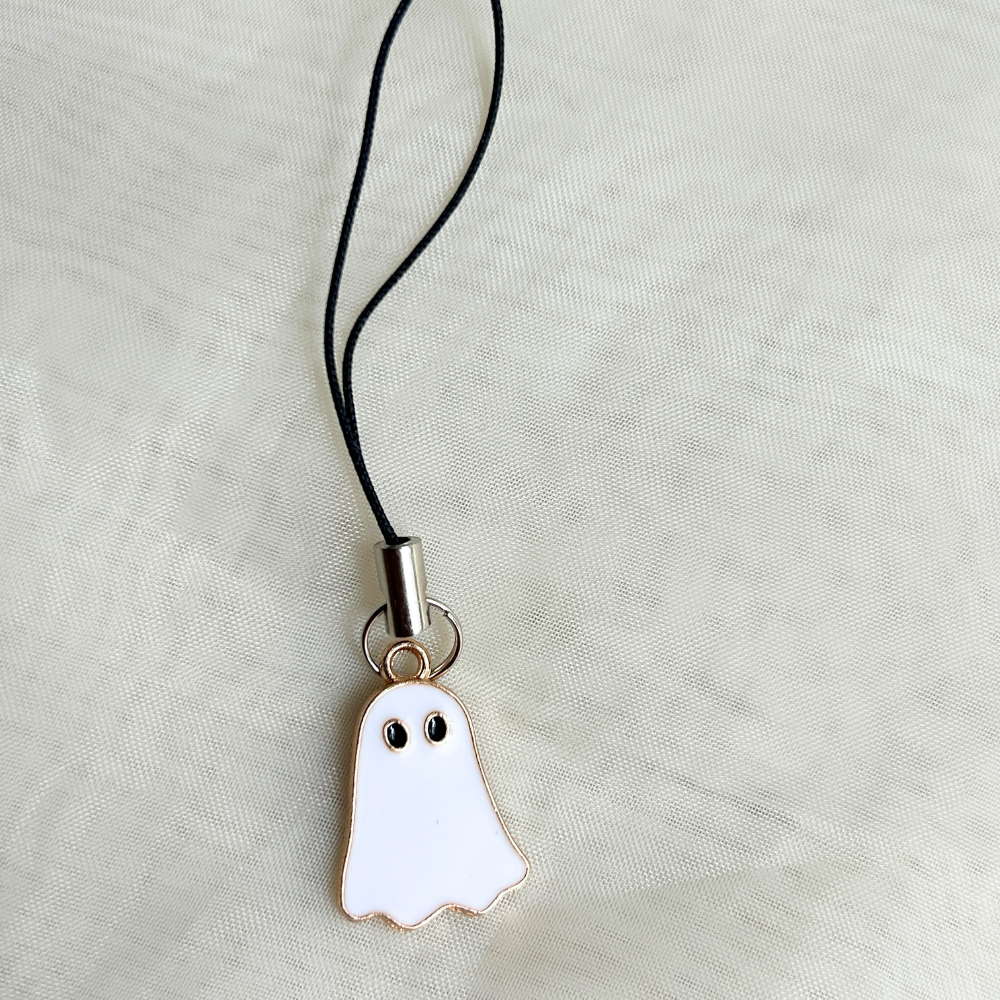 Ghost Phone Charm - Black / White