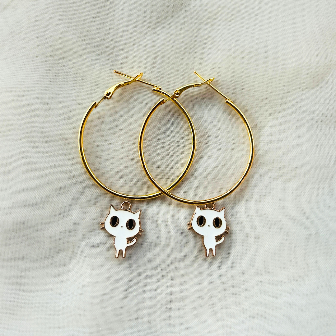 Cat Hoop Earrings