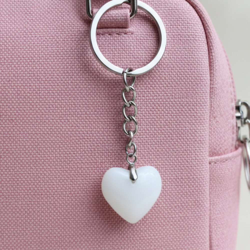 Heart Keychain - White