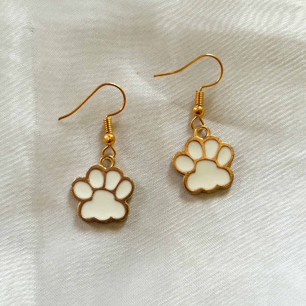 Paw Earrings - White