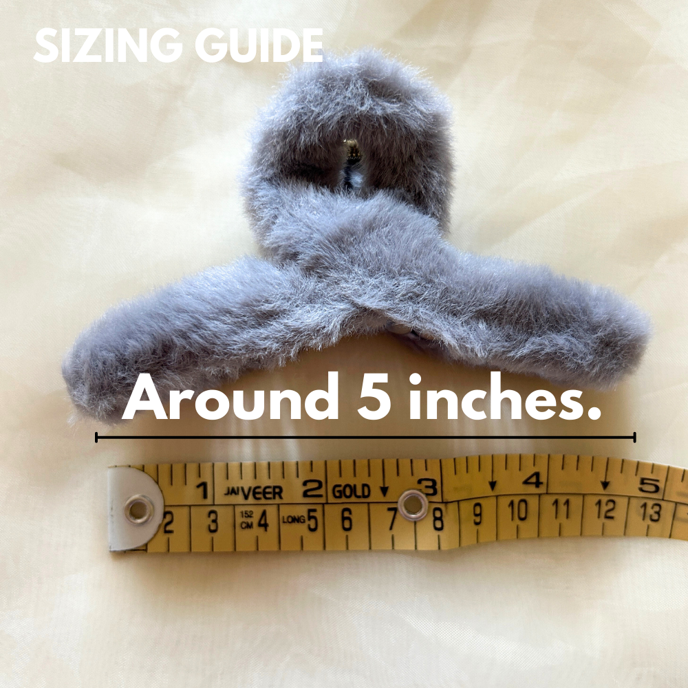Grey Fur Claw Clip