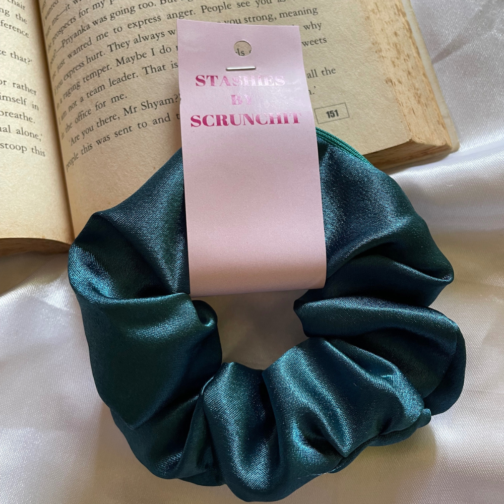 Teal Zipper Scrunchie