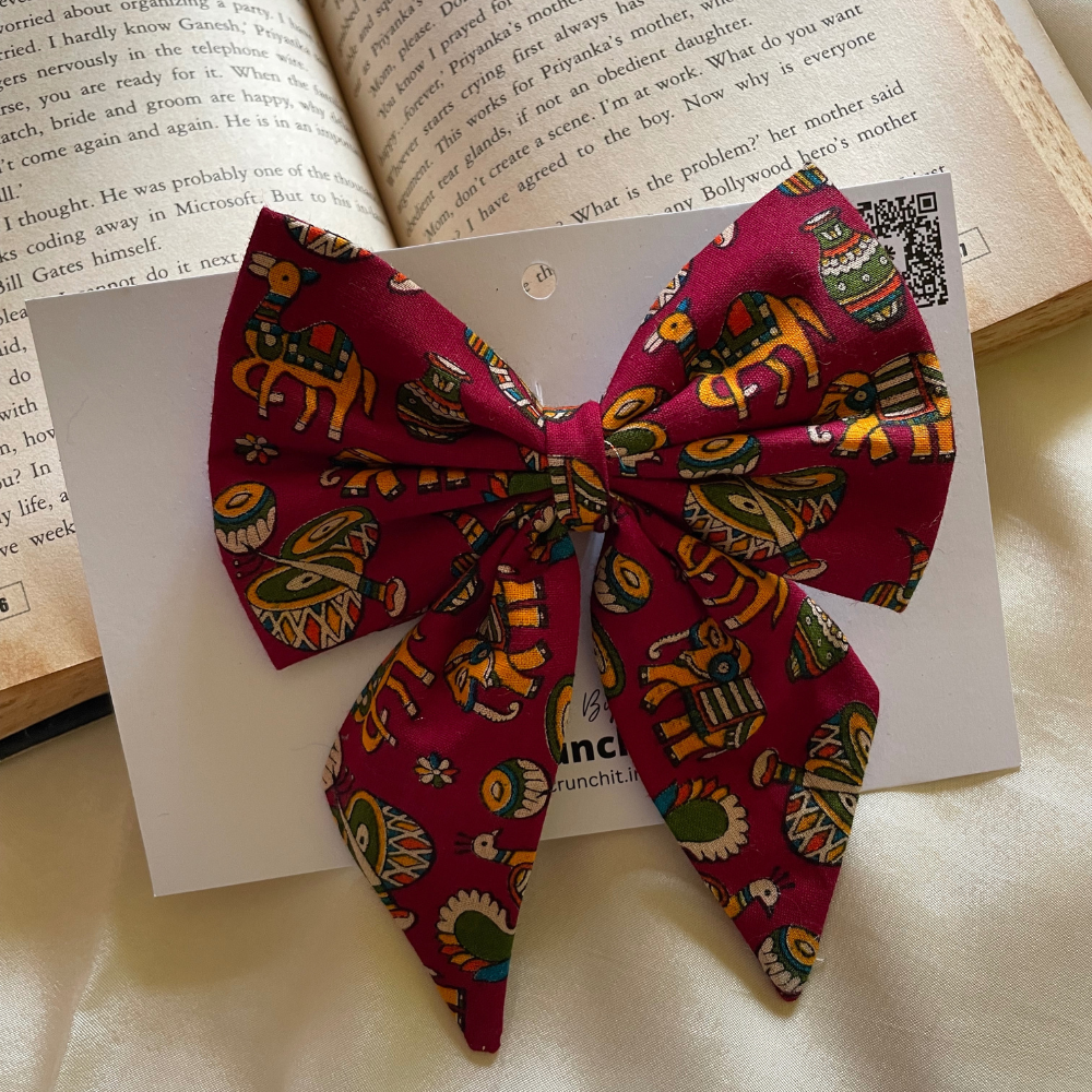 Kalamkaari Print - Pigtail Bow