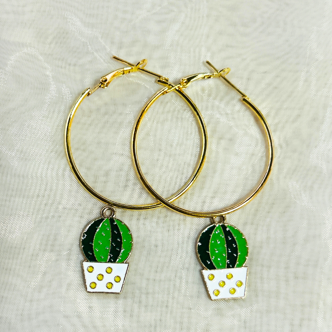 Cactus Hoop Earrings