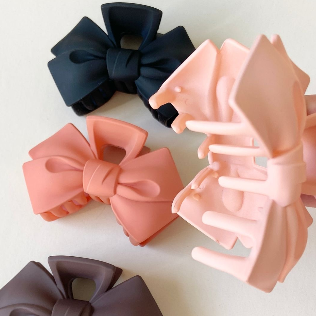 Peach Bow Shaped Claw Clip