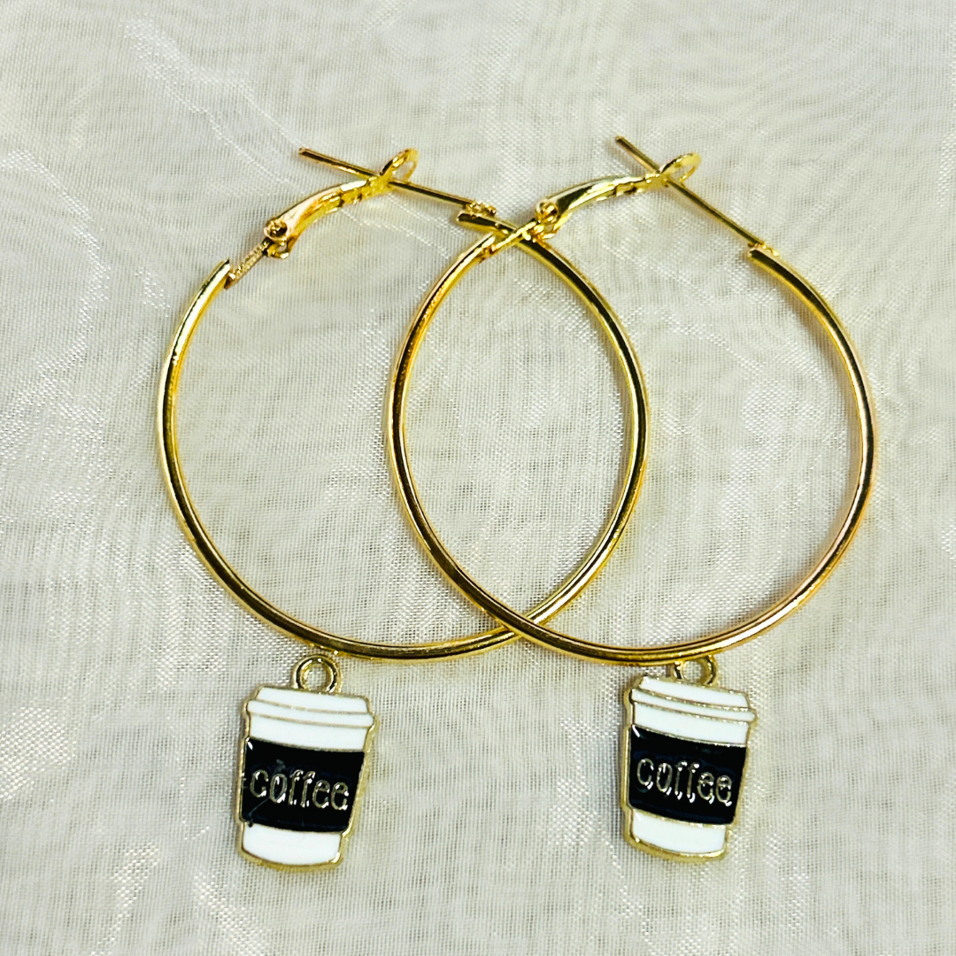 Coffee Mug Hoop Earrings