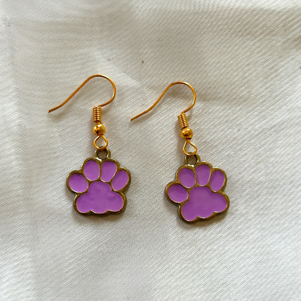 Paw Earrings - Purple