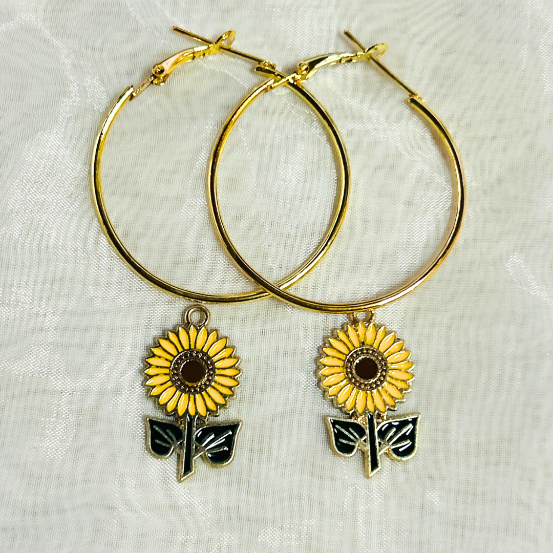 Sunflower Hoop Earrings