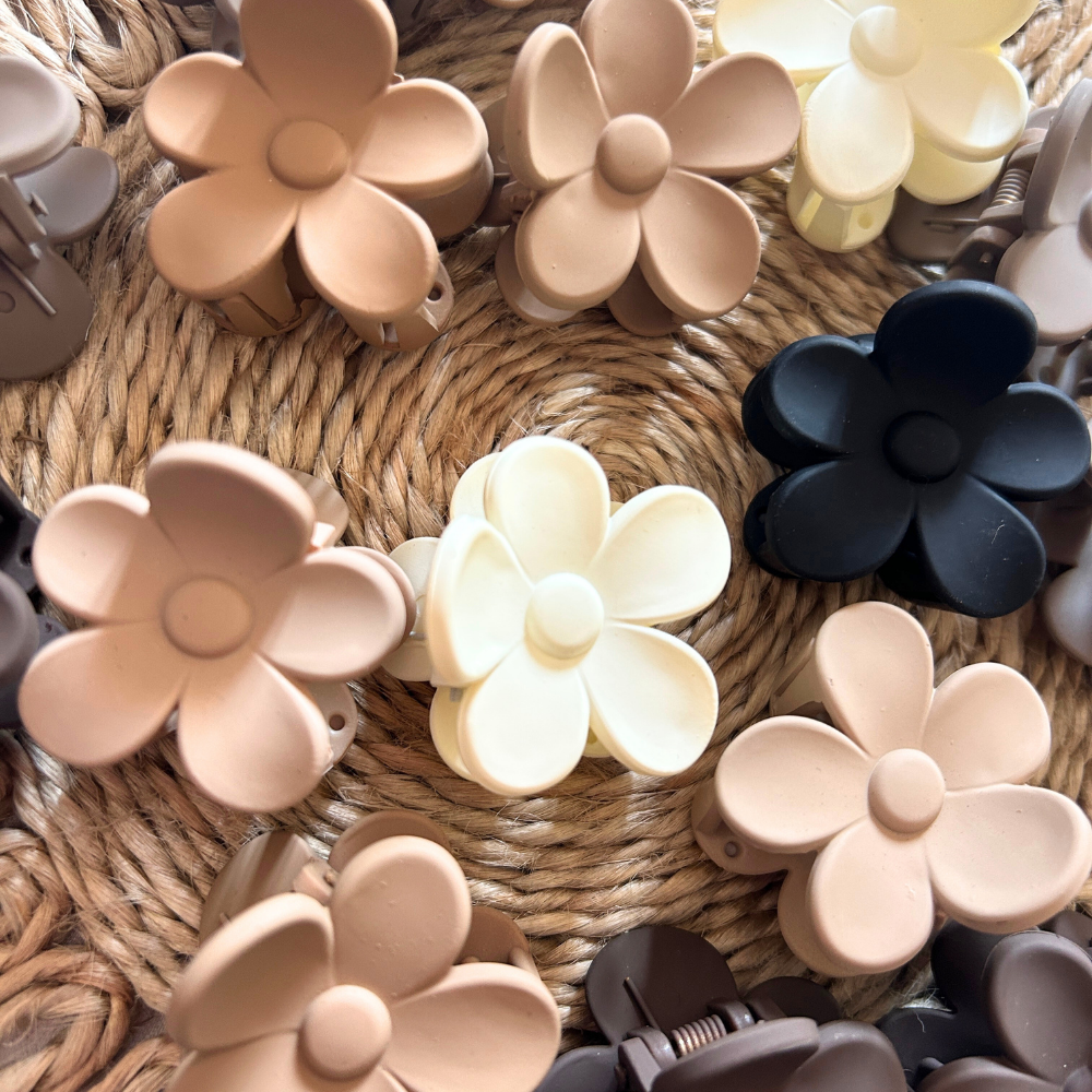 Flower Claw Clip - Small - Neutral Colours