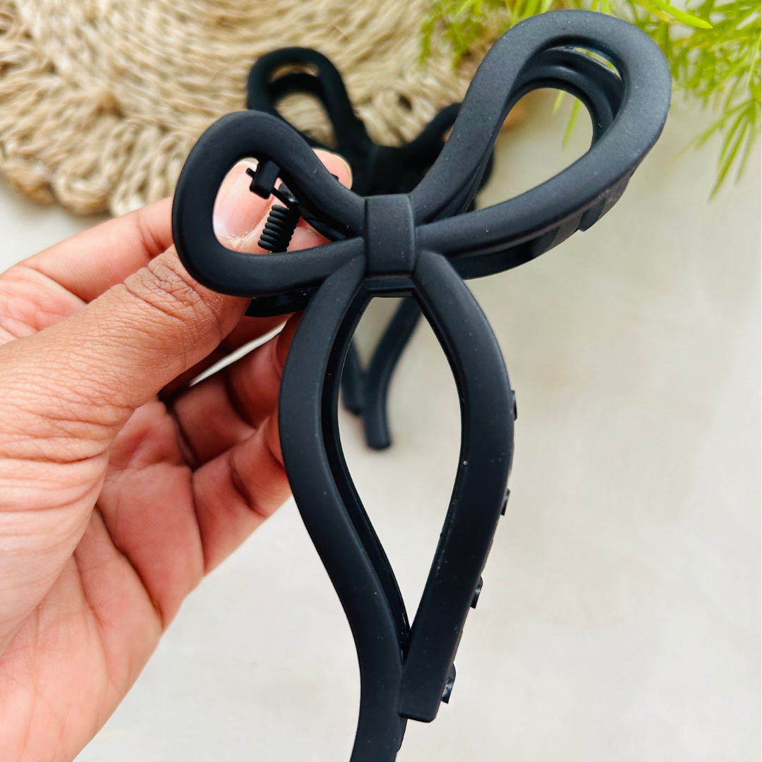 Bow Claw Clip - Large - Black