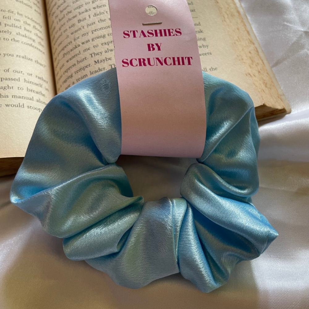 Baby Blue Zipper Scrunchie