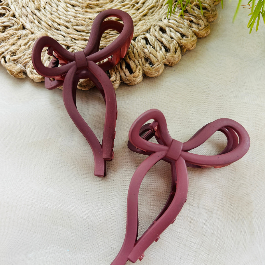Bow Claw Clip - Large - Maroon