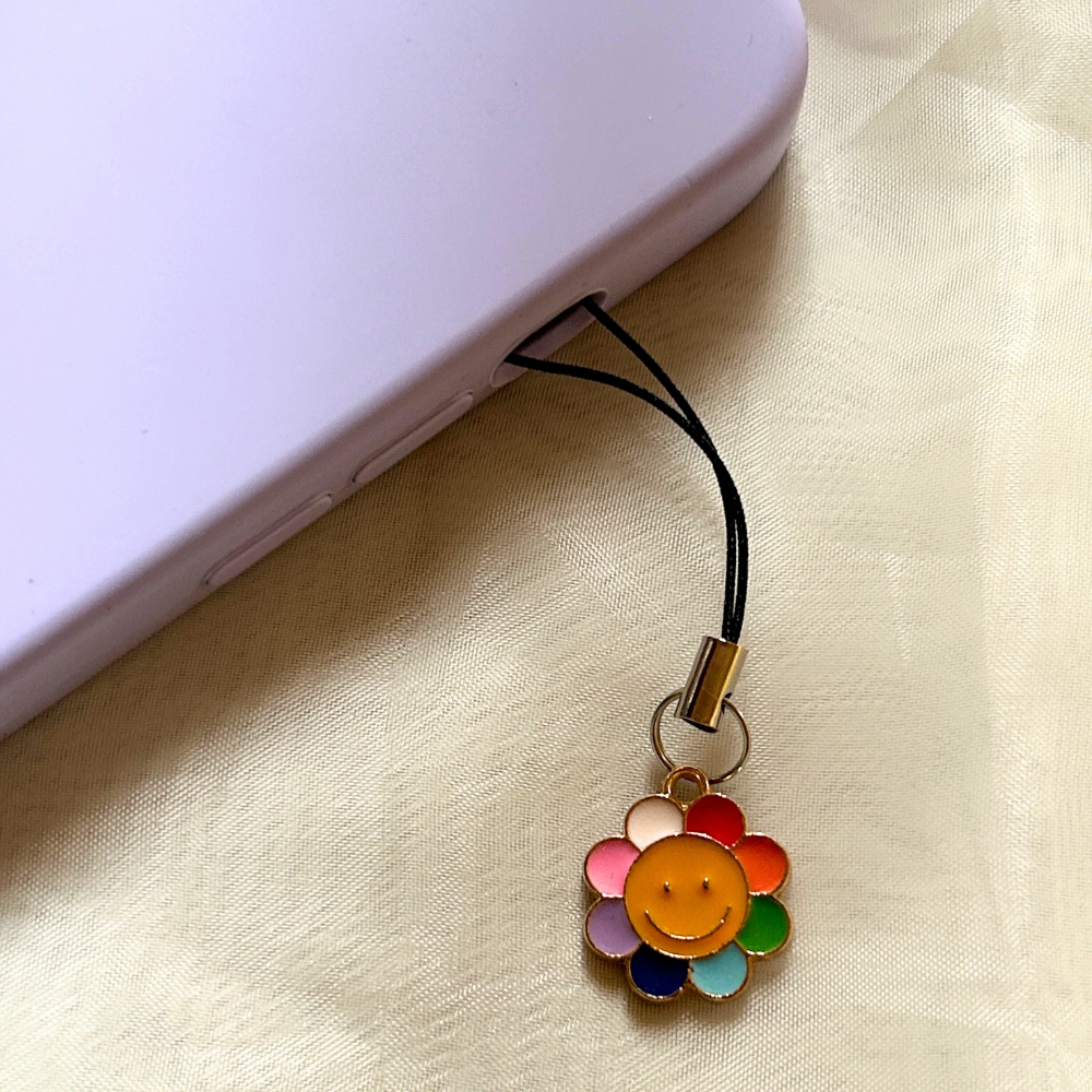 Rainbow Flower Phone Charm
