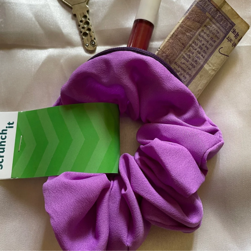 Purple Zipper Scrunchie