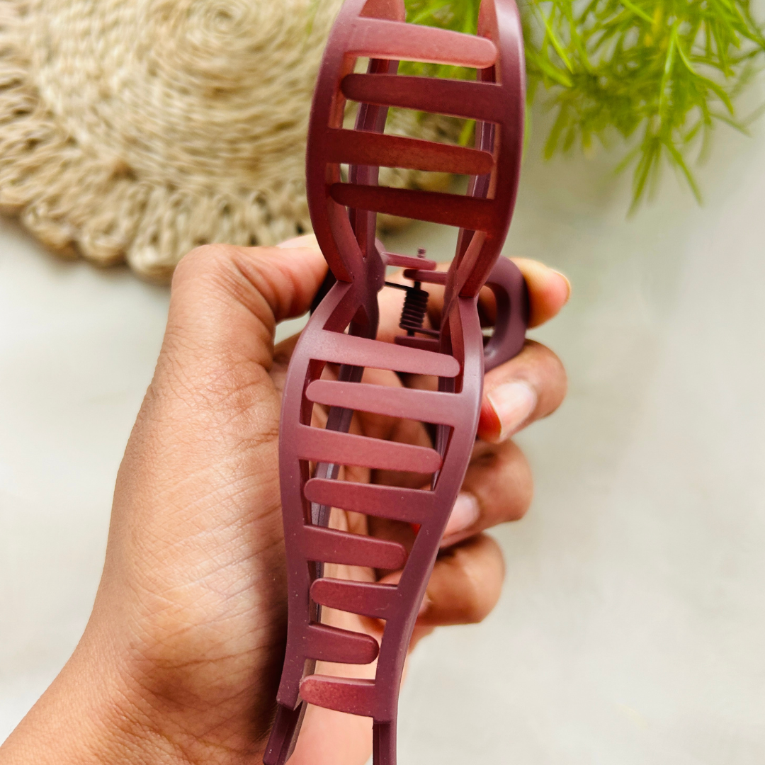 Bow Claw Clip - Large - Maroon