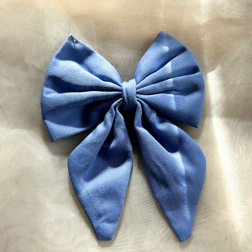 Blue Pigtail Bow