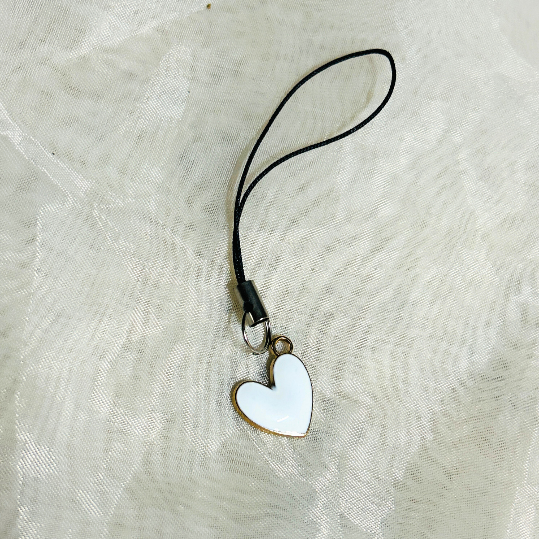 White Heart Phone Charm