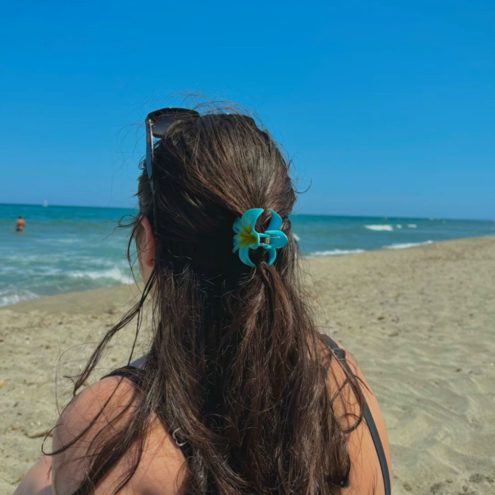 Blue Flower Claw Clip - Medium