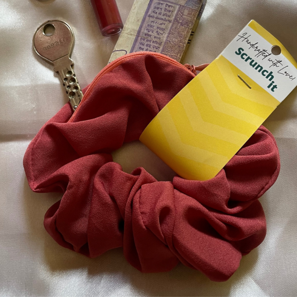 Brown Zipper Scrunchie