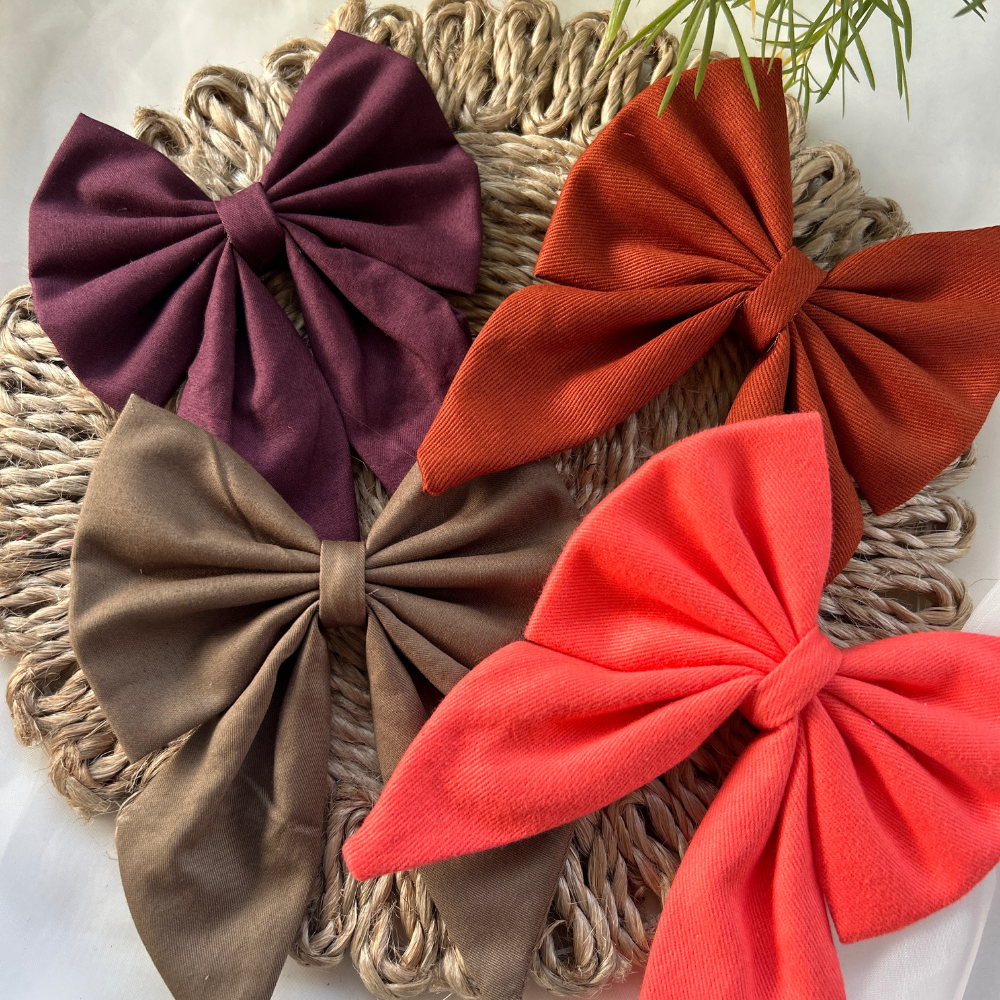 Wine Pigtail Bow