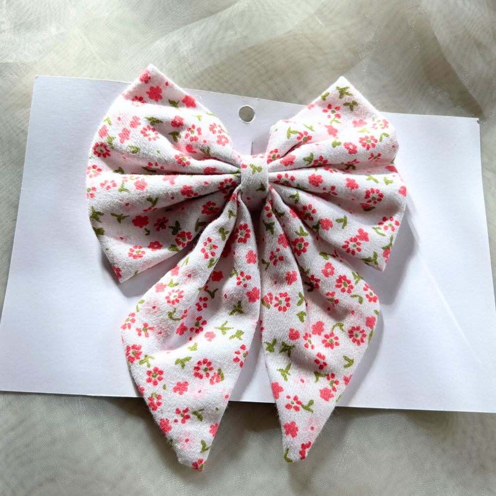 Pink Prints Pigtail Bow