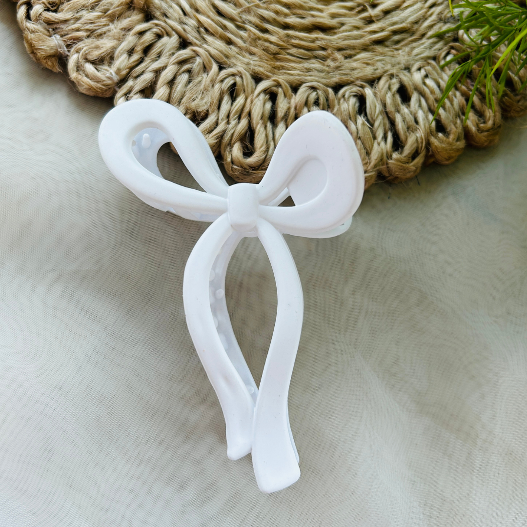 Bow Claw Clip - Large - White