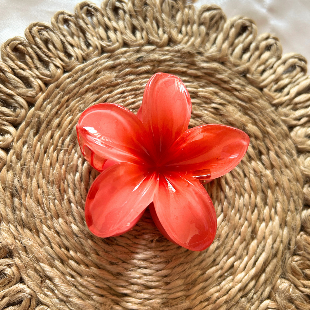 Red Flower Claw Clip - Medium