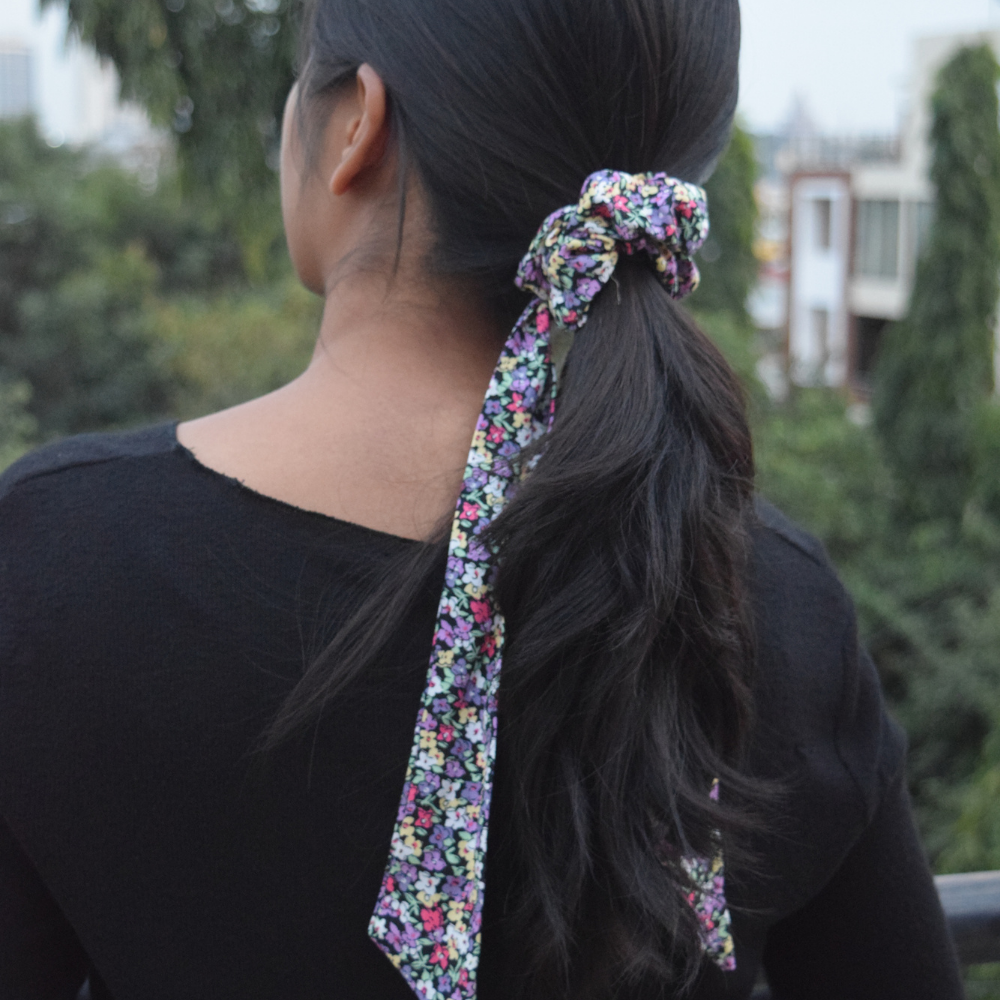 Floral Scarf Scrunchie / Tail Scrunchie / Bowknot Scrunchie