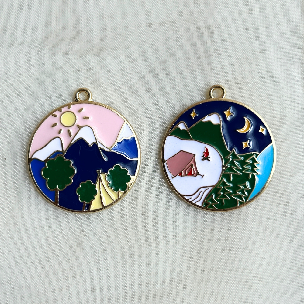 Mountains during Day/ Night Phone Charms