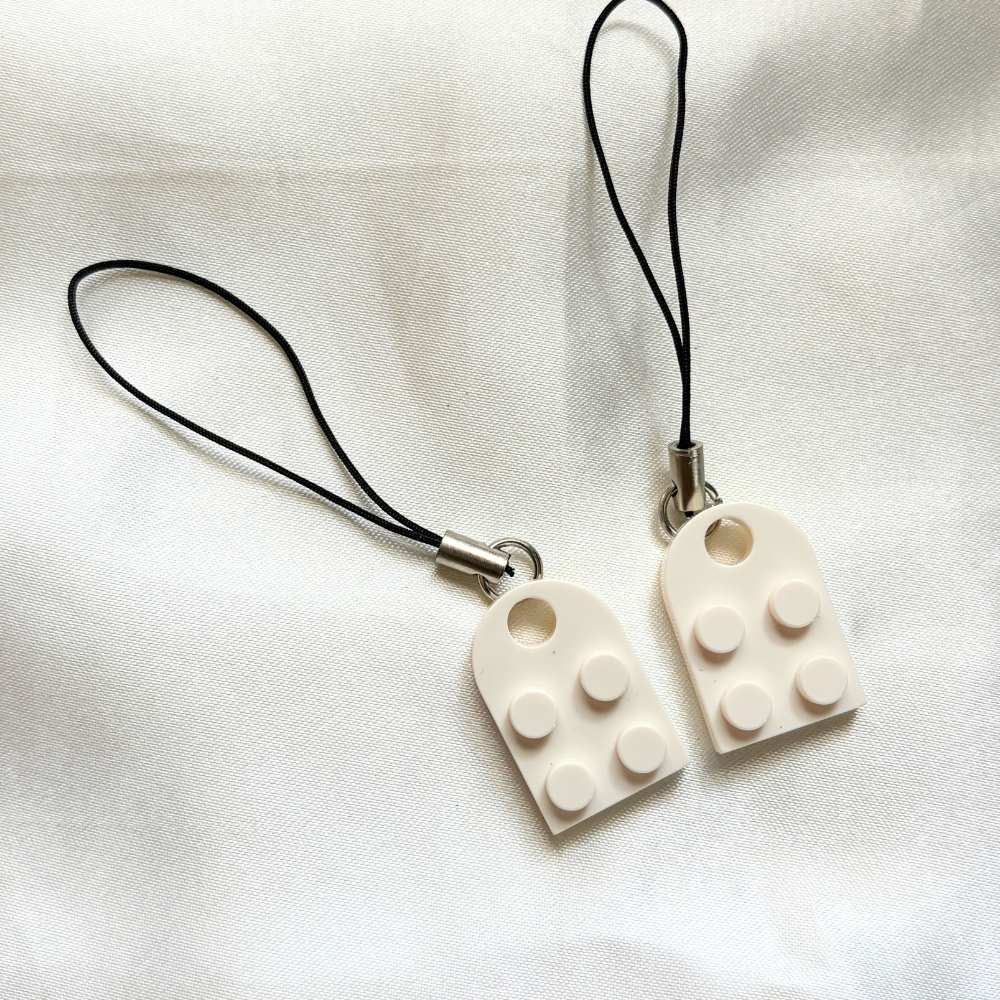 Lego Heart Couple Keychain - Set of 2 Keychains (White)