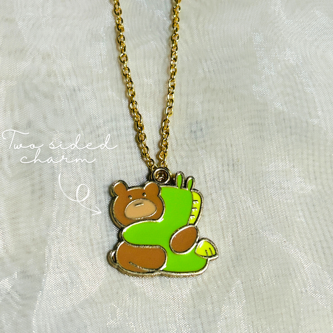Teddy and Dino Two sided Charm Chains