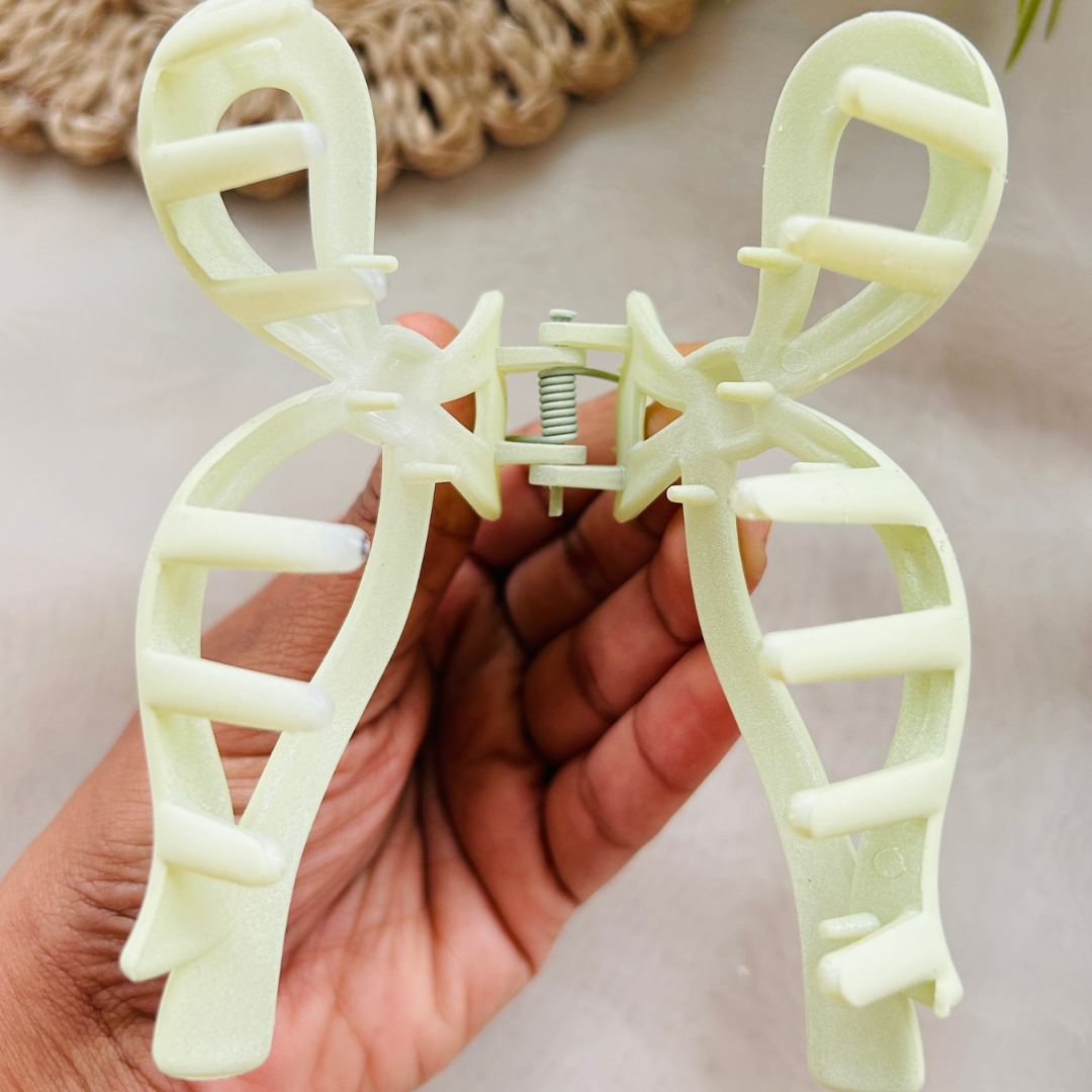 Bow Claw Clip - Large - Bright Green
