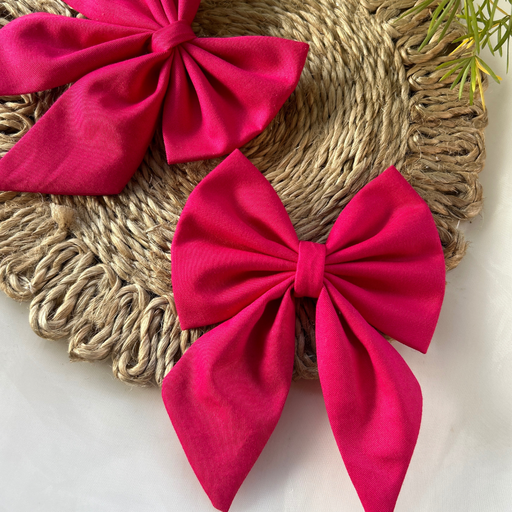 Bright Pink Pigtail Bow