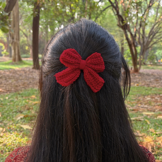 Bow Crochet Clip - Maroon