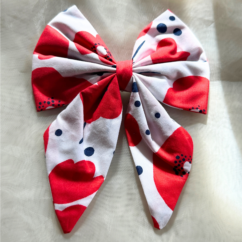 White Prints Pigtail Bow