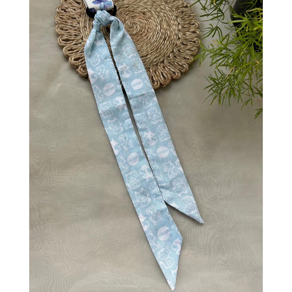 Cat print Ponytail Holder with a Scarf
