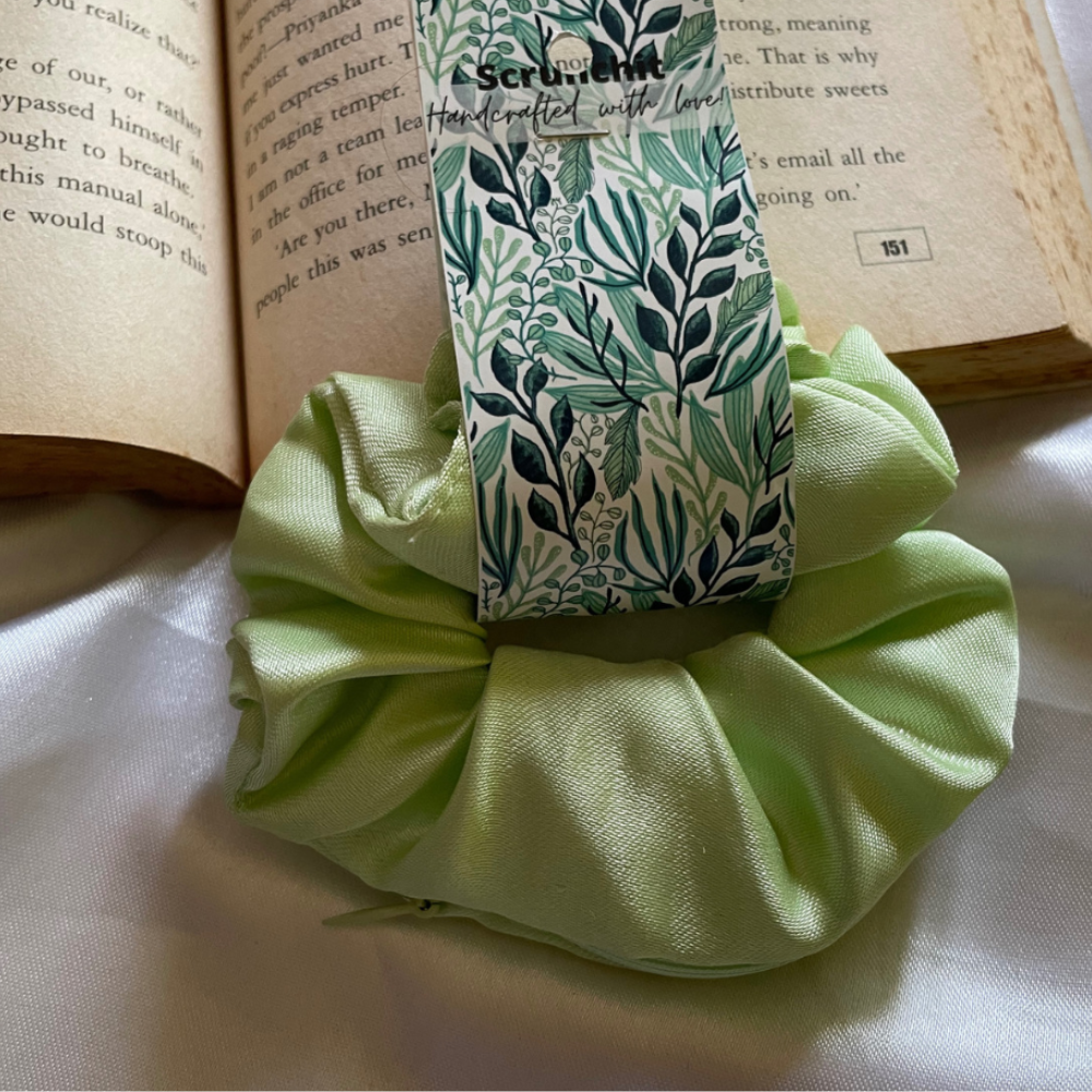 Pastel Green Zipper Scrunchie