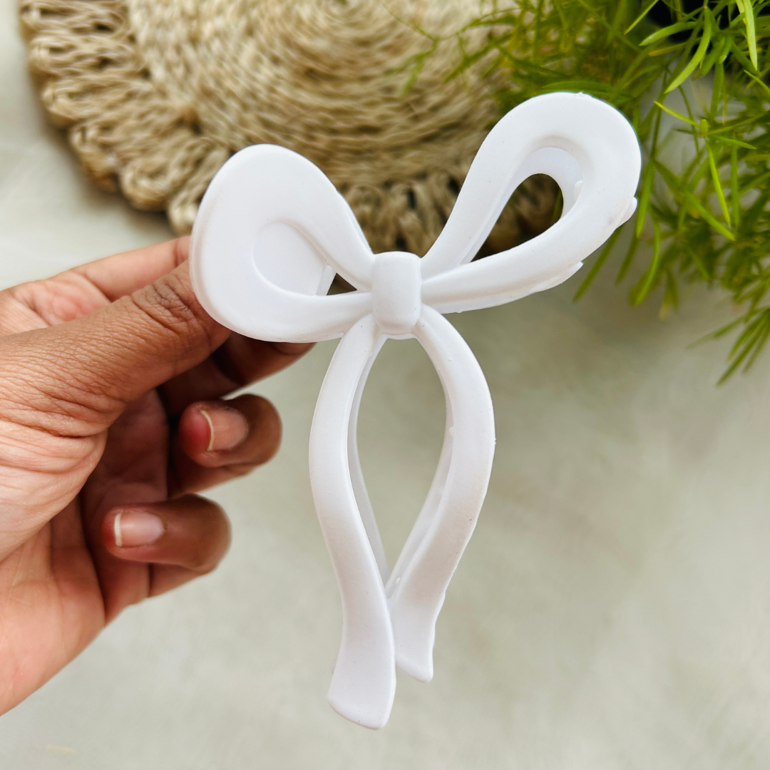 Bow Claw Clip - Large - White