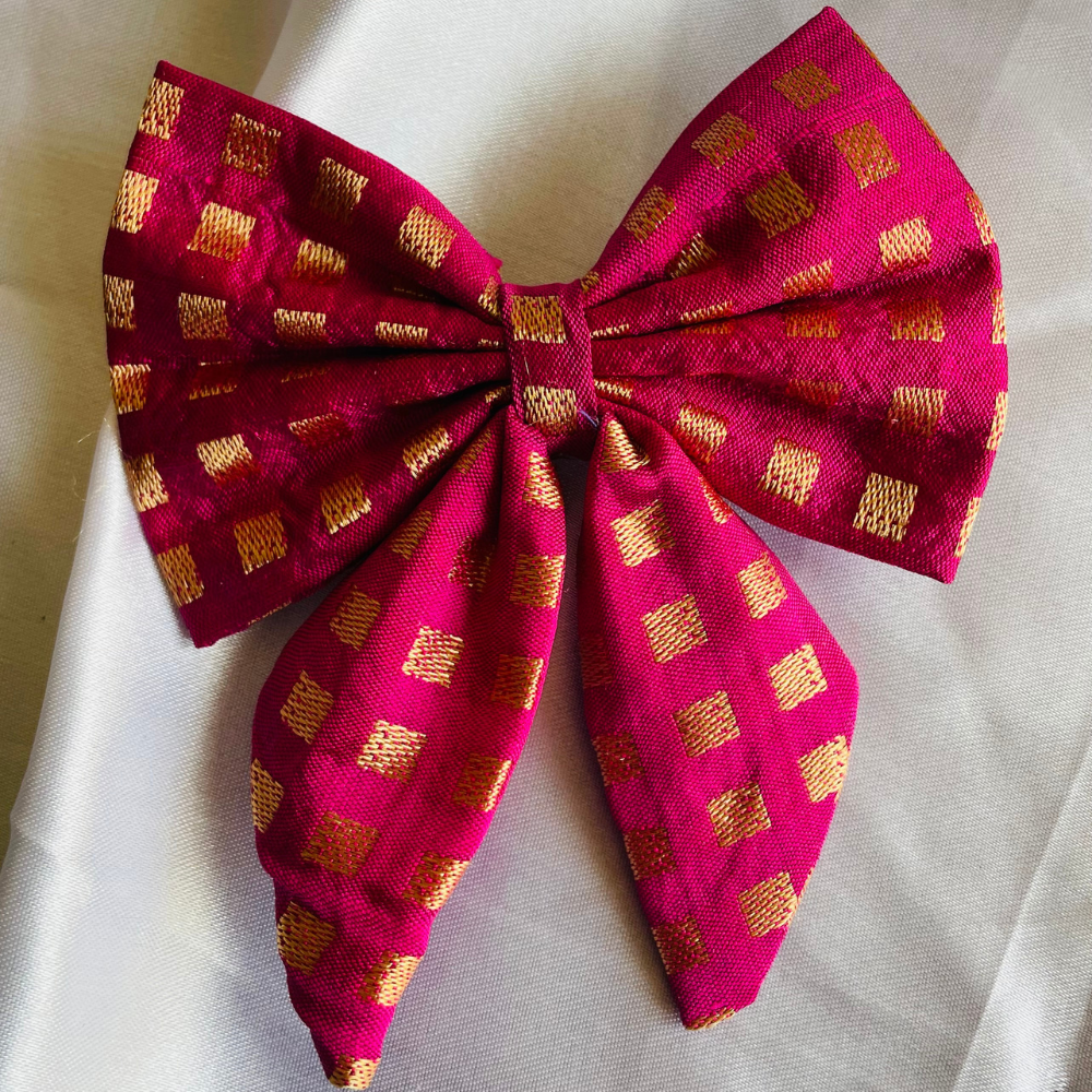 Pink Ethnic Bow - Pigtail Bow