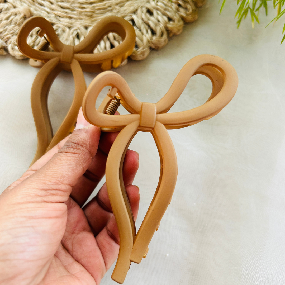 Bow Claw Clip - Large - Brown