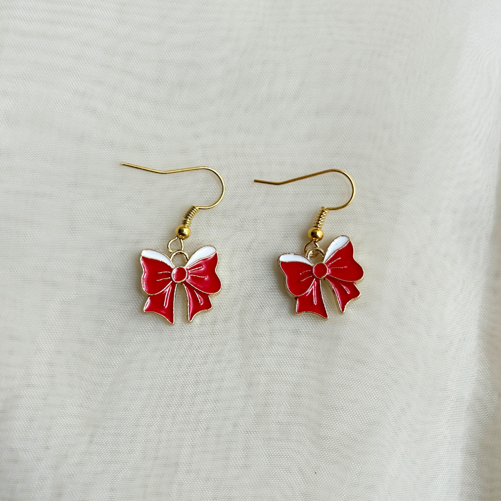 Red Bow Earrings