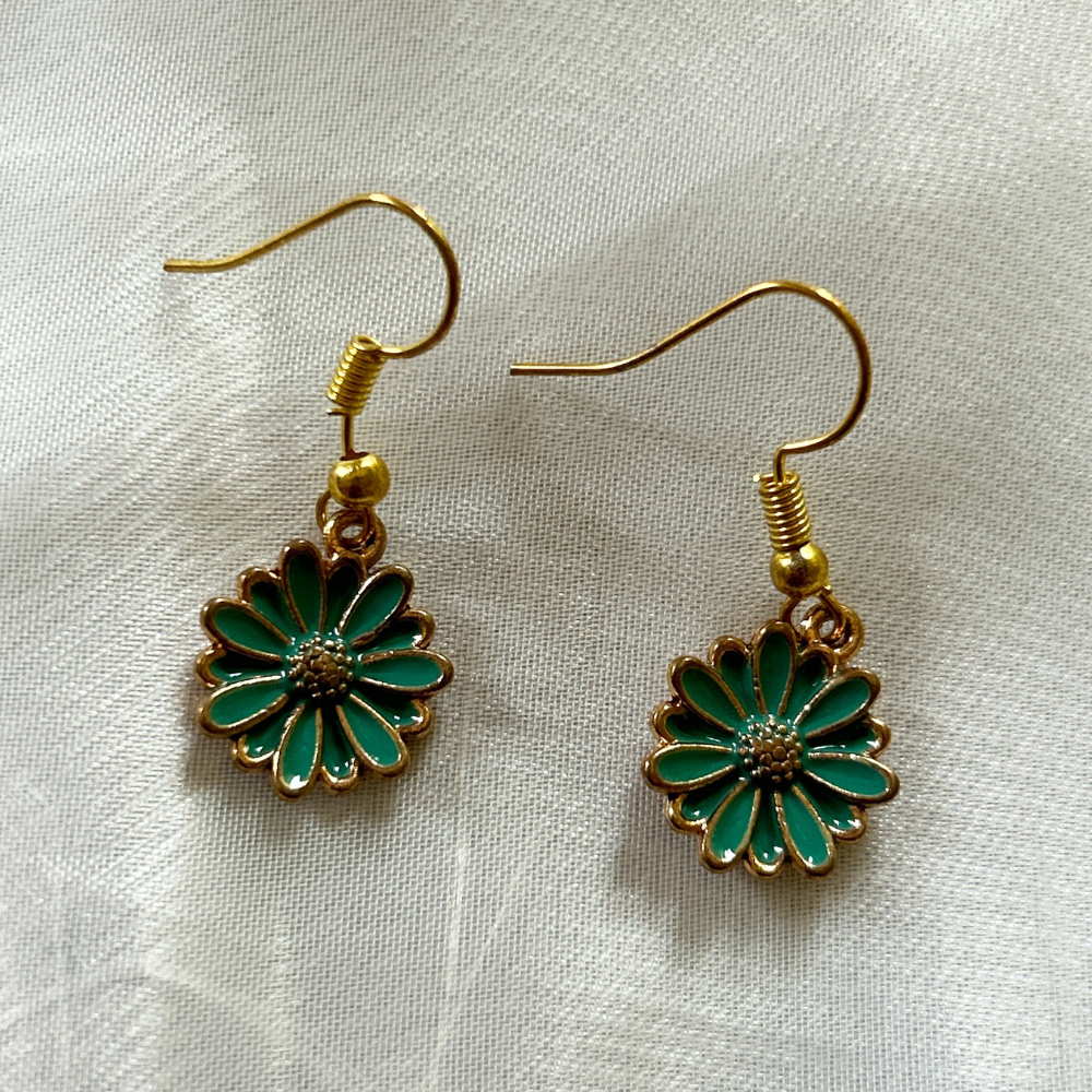 Mini Flower Earrings - Green