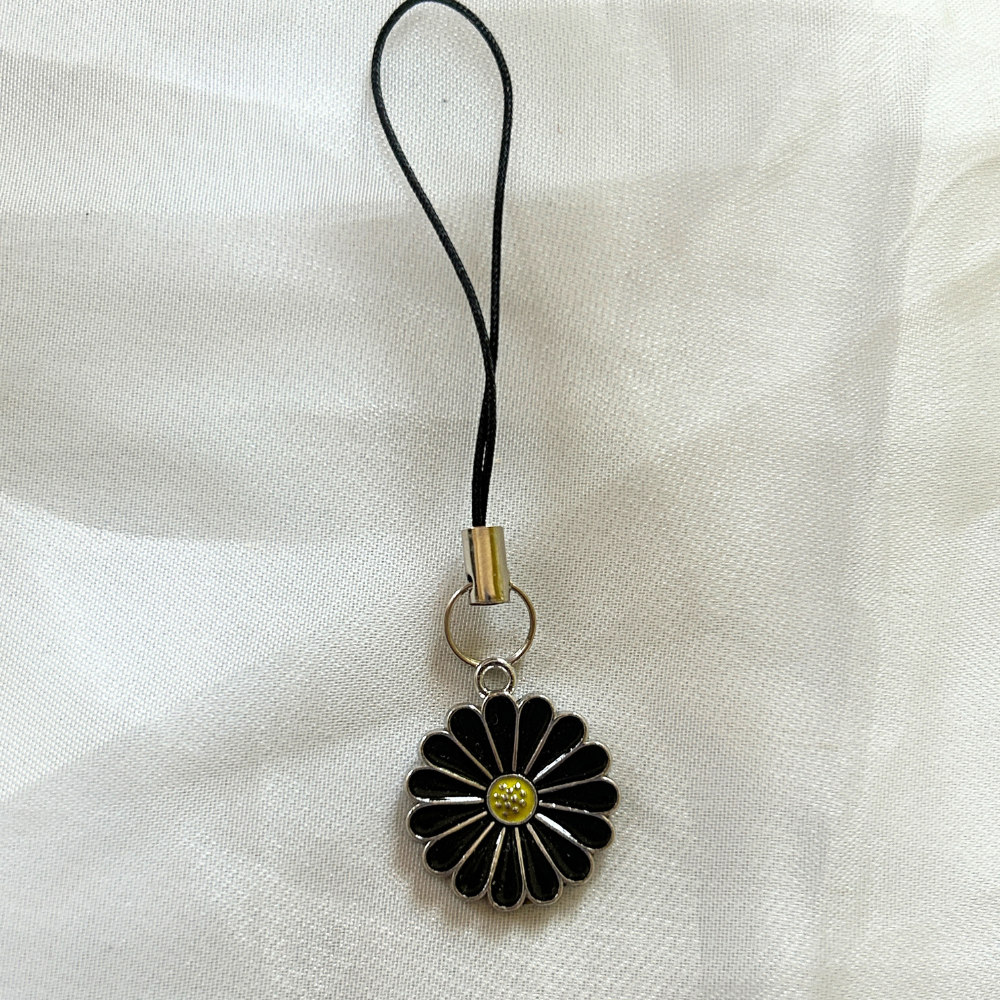 Black Daisy Phone Charm